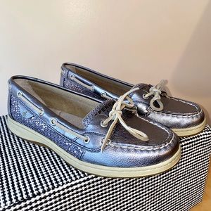 Sperry angelfish pewter charcoal glitter boat shoe